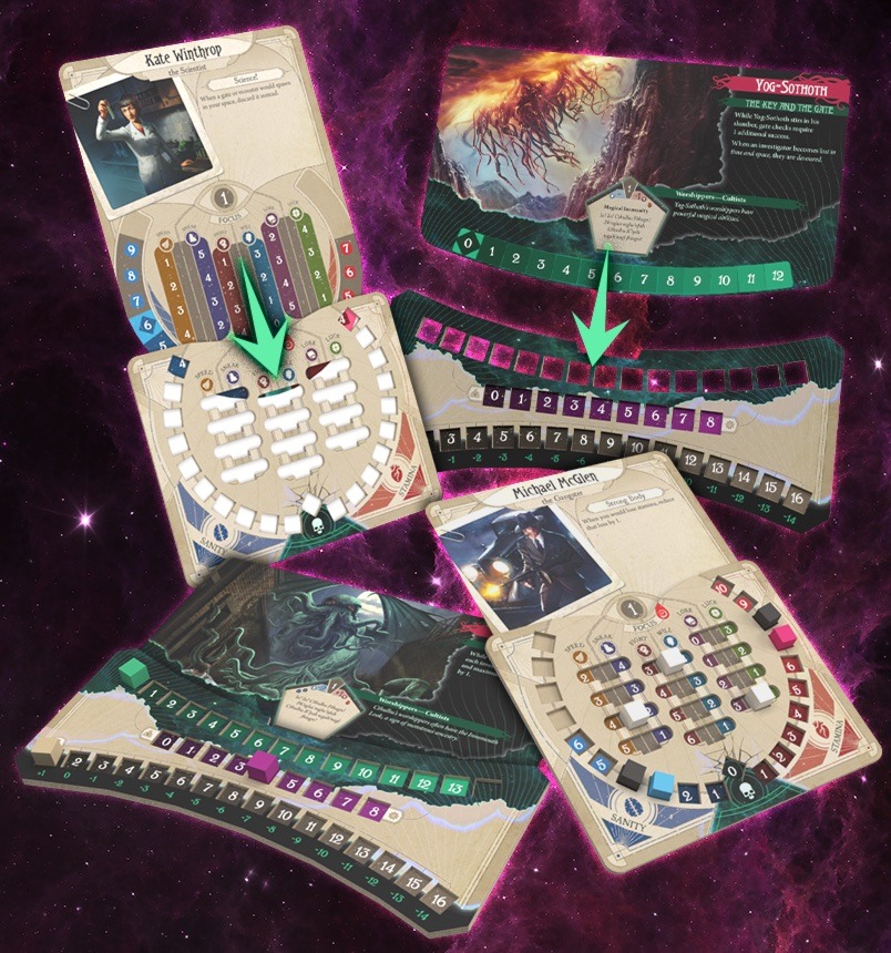Uued uurija- ja Ancient One'i juhtpaneelid koos Kate Winthropi ja Michael McGleni kaartidega