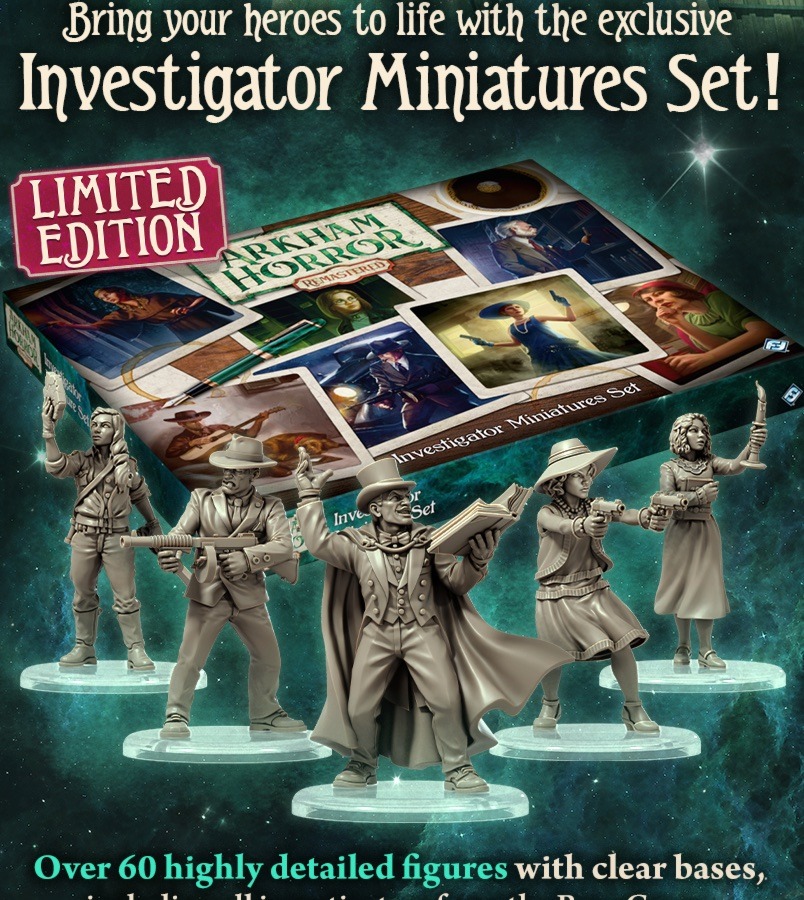 Investigator Miniatures Seti karp ja viis uurija miniatuuri läbipaistvatel alustel